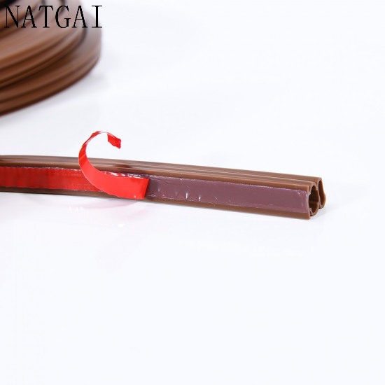 NATGAI Self adhesive door sealing rubber sealing tube brown 20FT